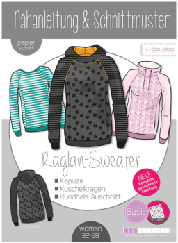 Papierschnittmuster Raglan Sweater Damen, ki-ba-doo
